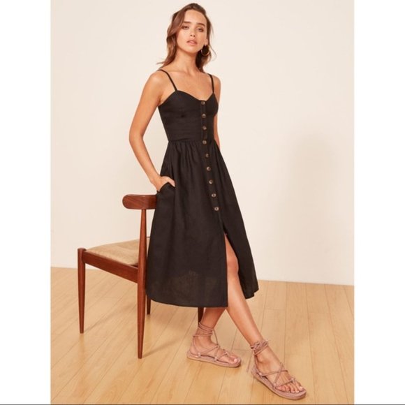 Reformation Dresses & Skirts - Reformation Thelma linen button down Dress Black